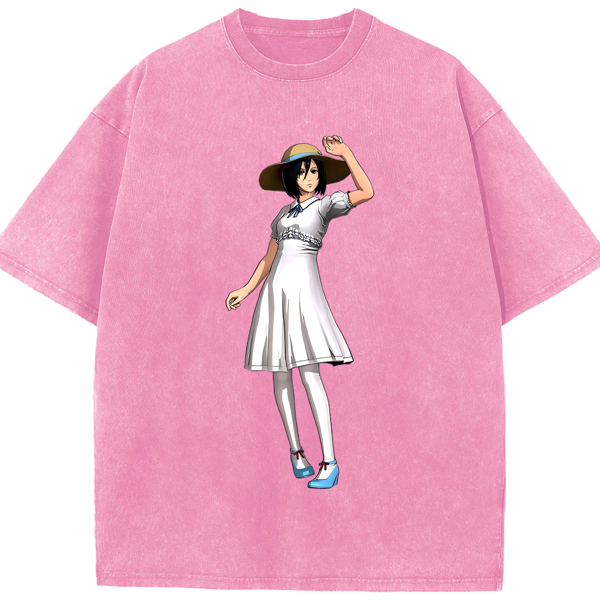 （画像用） 進撃の巨人 ミカサ·アッカーマン Attack on Titan Mikasa Ackerman 綿100% ヴィンテージ風 半袖Tシャツ（フロントプリント）